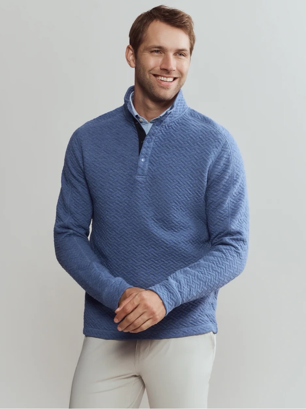Rhone Weekender Pullover Quilted Long Sleeve Ocean Blue Size Large